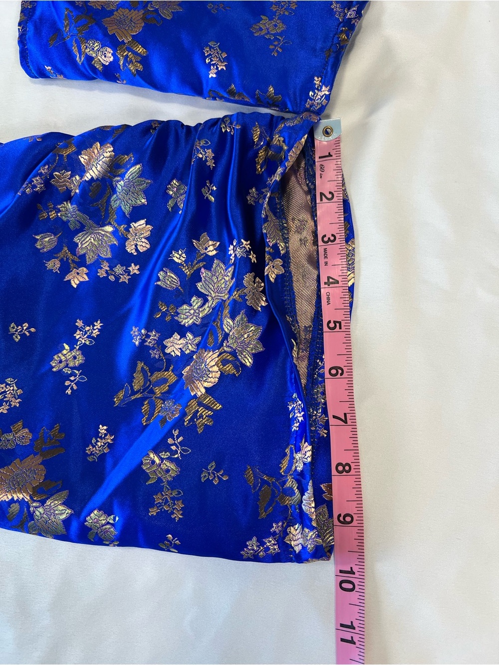 Fashion Nova Royal Blue Satin Floral Corset Crop Top with Gold Accents Sz 1X - Picture 14 of 16